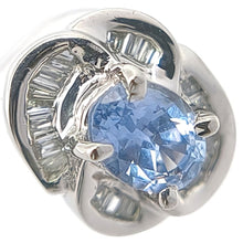 画像をギャラリービューアに読み込む, Pt850<br />サファイア×ダイヤモンド フラワーピアス