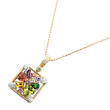 画像をギャラリービューアに読み込む, K18<br />ガーネット×サファイア×ペリドット×ダイヤモンド スクエアネックレス