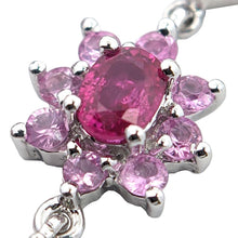 画像をギャラリービューアに読み込む, K18WG<br />ピンクサファイア×ルビー×ダイヤモンド スウィングフラワーネックレス