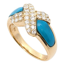 画像をギャラリービューアに読み込む, K18YG<br />トルコ石×ダイヤモンド