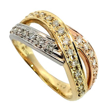 画像をギャラリービューアに読み込む, K18/Pt900<br />ダイヤモンドスリーカラーリング