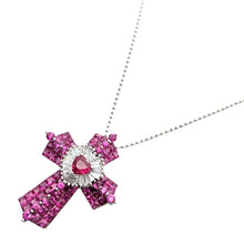画像をギャラリービューアに読み込む, K18WG<br />ルビー×ダイヤモンド クロスハートネックレス