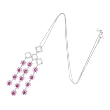 画像をギャラリービューアに読み込む, K18WG<br />ピンクサファイア×ルビー×ダイヤモンド スウィングフラワーネックレス