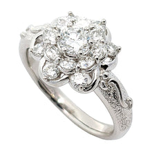 画像をギャラリービューアに読み込む, Pt900<br />ダイヤモンドフラワーリング