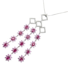 画像をギャラリービューアに読み込む, K18WG<br />ピンクサファイア×ルビー×ダイヤモンド スウィングフラワーネックレス