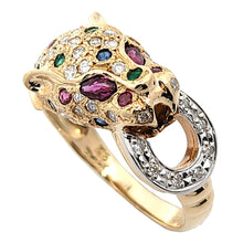 画像をギャラリービューアに読み込む, K18/Pt900<br />マルチストーン パンサーリング