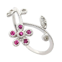画像をギャラリービューアに読み込む, K18WG<br />ルビー×ダイヤモンド フラワーリング