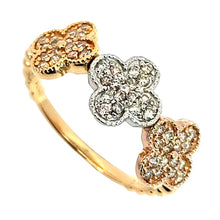 画像をギャラリービューアに読み込む, K18/Pt900<br />ダイヤモンドスリーカラーフラワーリング