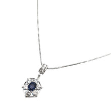 画像をギャラリービューアに読み込む, Pt900/Pt850<br />サファイア×ダイヤモンド フラワーネックレス