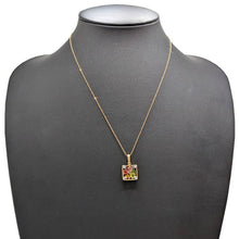画像をギャラリービューアに読み込む, K18<br />ガーネット×サファイア×ペリドット×ダイヤモンド スクエアネックレス
