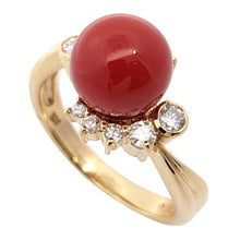 画像をギャラリービューアに読み込む, K18<br />サンゴ×ダイヤモンド リング