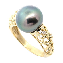 画像をギャラリービューアに読み込む, K18<br />ブラックパール×ダイヤモンド リング