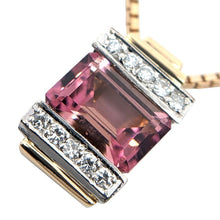 画像をギャラリービューアに読み込む, K18/Pt900<br />ピンクトルマリン×ダイヤモンド スクエアネックレス
