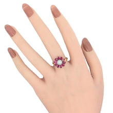 画像をギャラリービューアに読み込む, K18&lt;br /&gt;ルビー×ダイヤモンド フラワーリング
