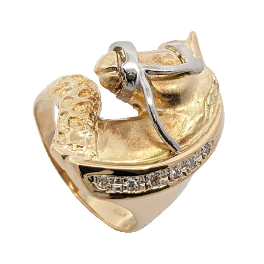 K18/Pt900<br />ダイヤモンドホースリング