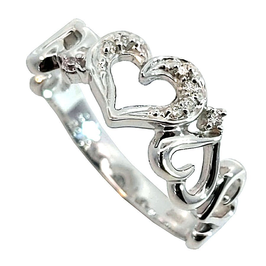 ◇新品◇ k18WG ダイヤモンドハートリング