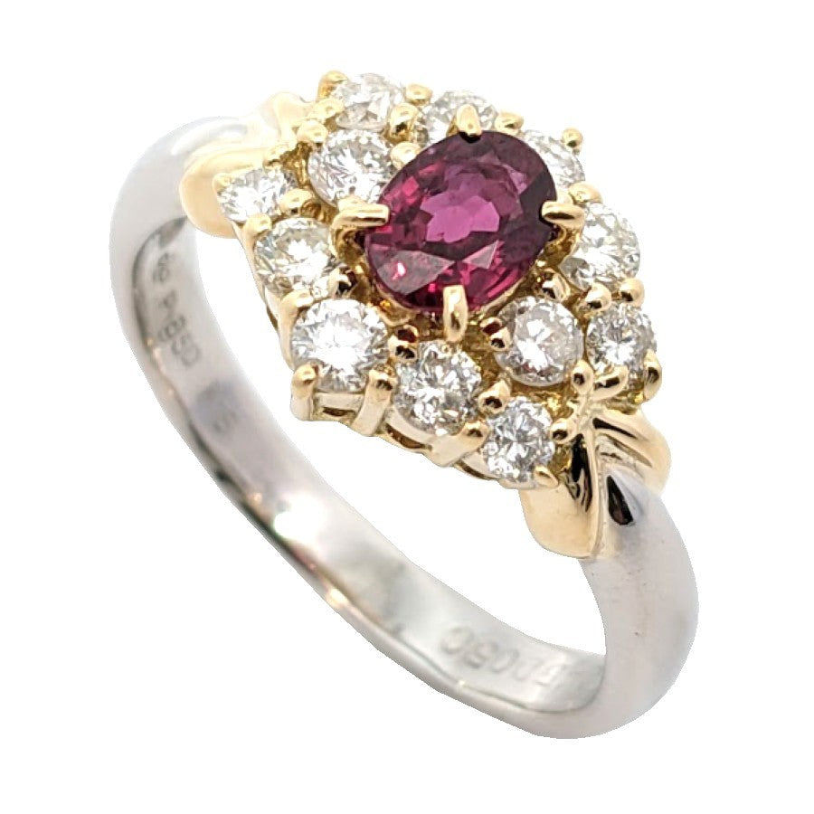 K18/Pt850<br />ルビー×ダイヤモンド リング