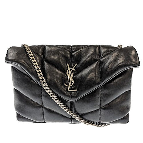 SAINT LAURENT<br >ルルパファー レザー チェーンショルダーバッグ