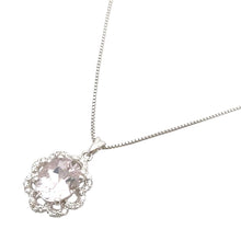画像をギャラリービューアに読み込む, K18WG<br />クンツァイト×ダイヤモンド フラワーシルエットネックレス
